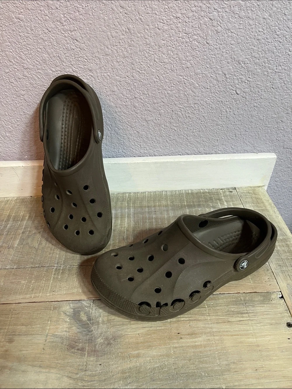 Crocs Brown/ Taupe Slip On Classic Clogs Sz M 8 W 10